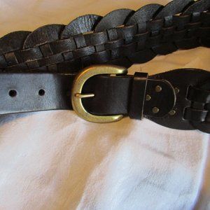 LEATHER BELT BROWN WOVEN SZ.MED.